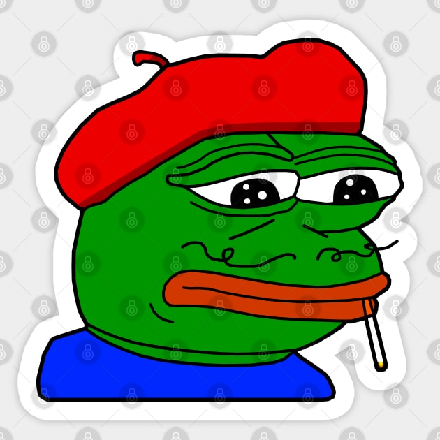 Sad Frenchman Pepe Beret Sticker by Lean Mean Meme Machine